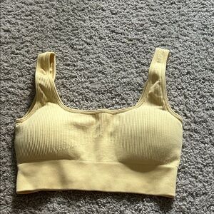 Yellow Ribbed Sports Bra